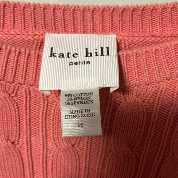 Kate Hill Pink Crew Neck Sweater Cable Knit - Picture 3 of 5